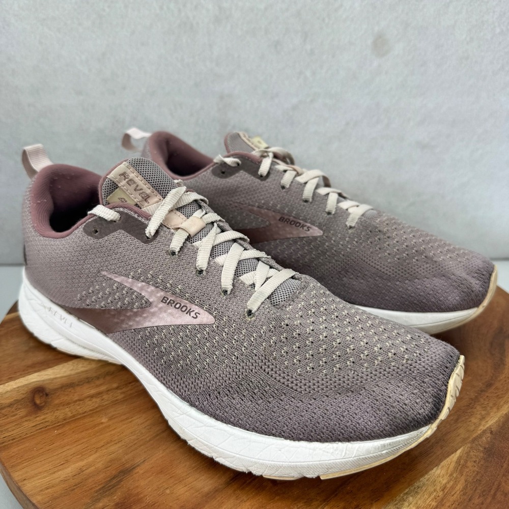 Brooks Revel 4 Women's 9.5 Taupe Pink Running Shoes‎ Athletic Sneakers